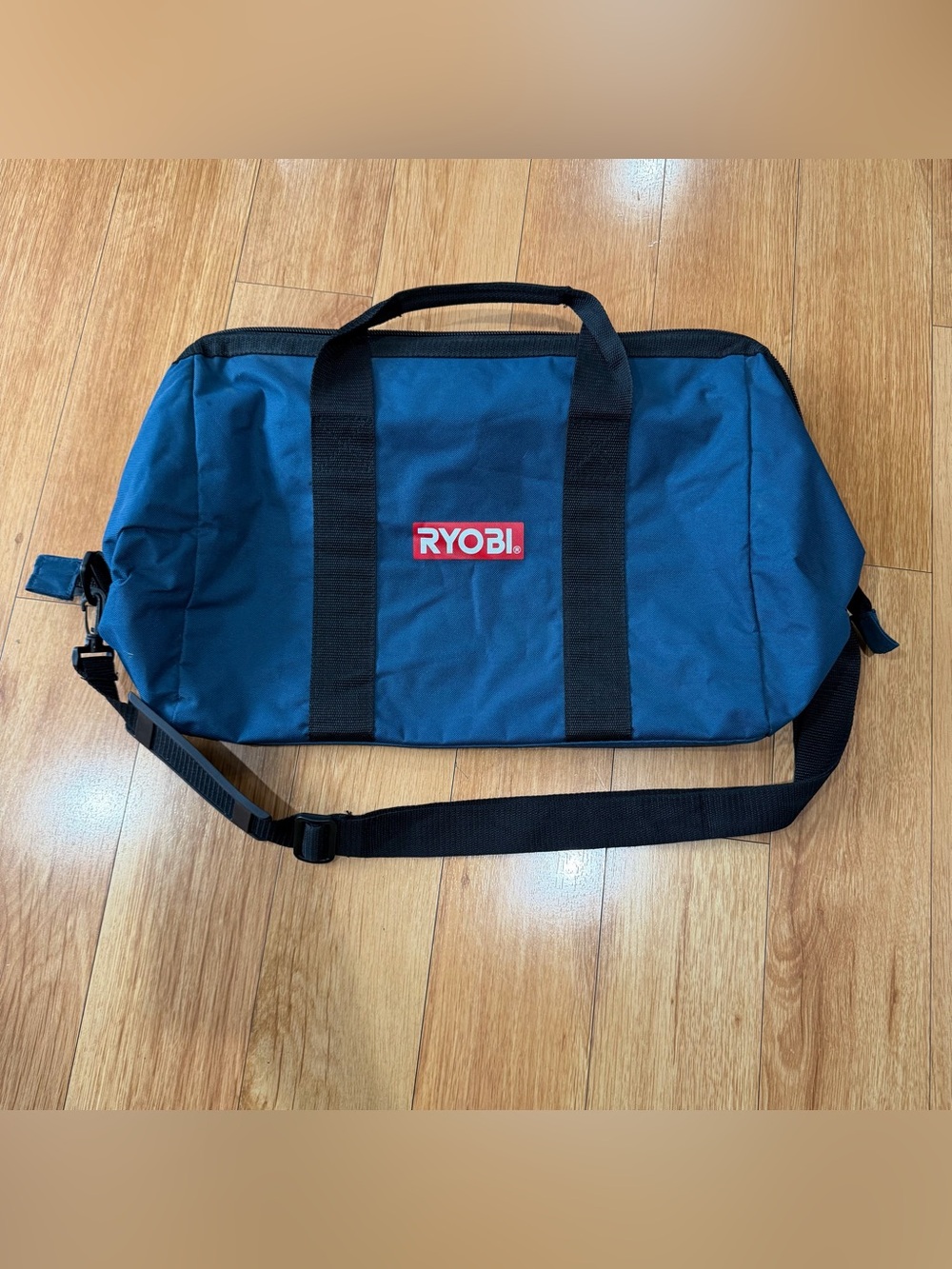 Ryobi Tool Bag Original Blue Opens Wide Handle Zip Top Large Canvas Contractor